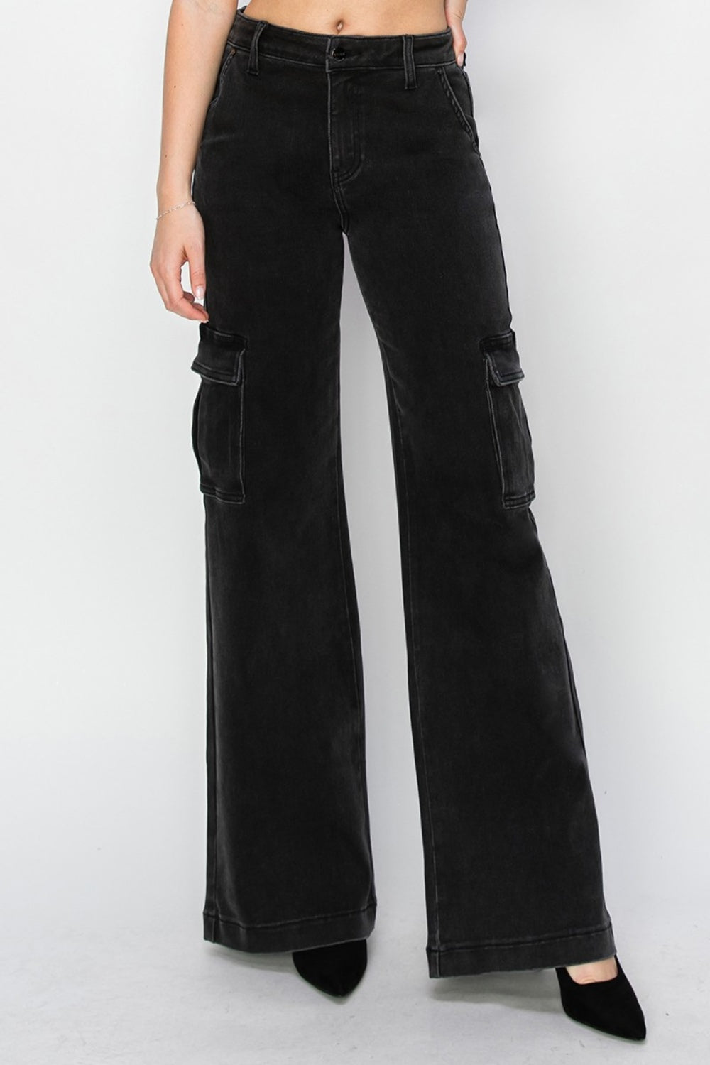 Risen Full Size High Rise Wide Leg Cargo Jeans